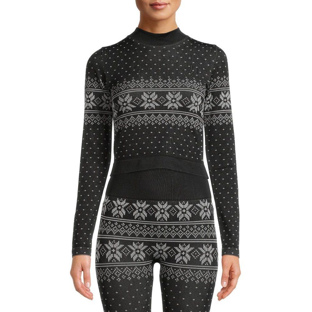 Avia Fairisle Mock Neck Sweater Workout Top Sz 2XL NEW